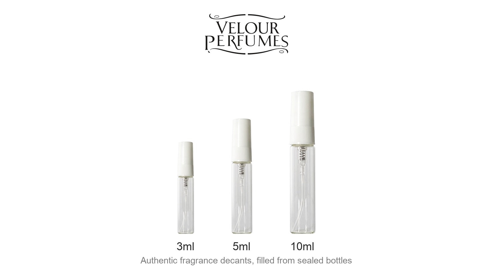 Velour Perfumes 3ml, 5ml and 10ml fragrance decant atomizers